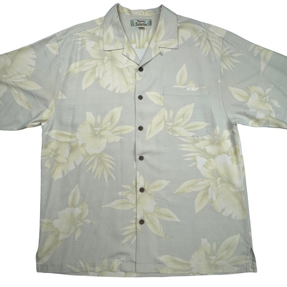 Tommy Bahama Hawaiian Shirt Mens Large Floral Aloha 100% Silk Short Sleeve - Picture 1 of 8